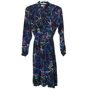 Vintage Diane Von Furtenberg 100% Silk Long Sleeve Dress